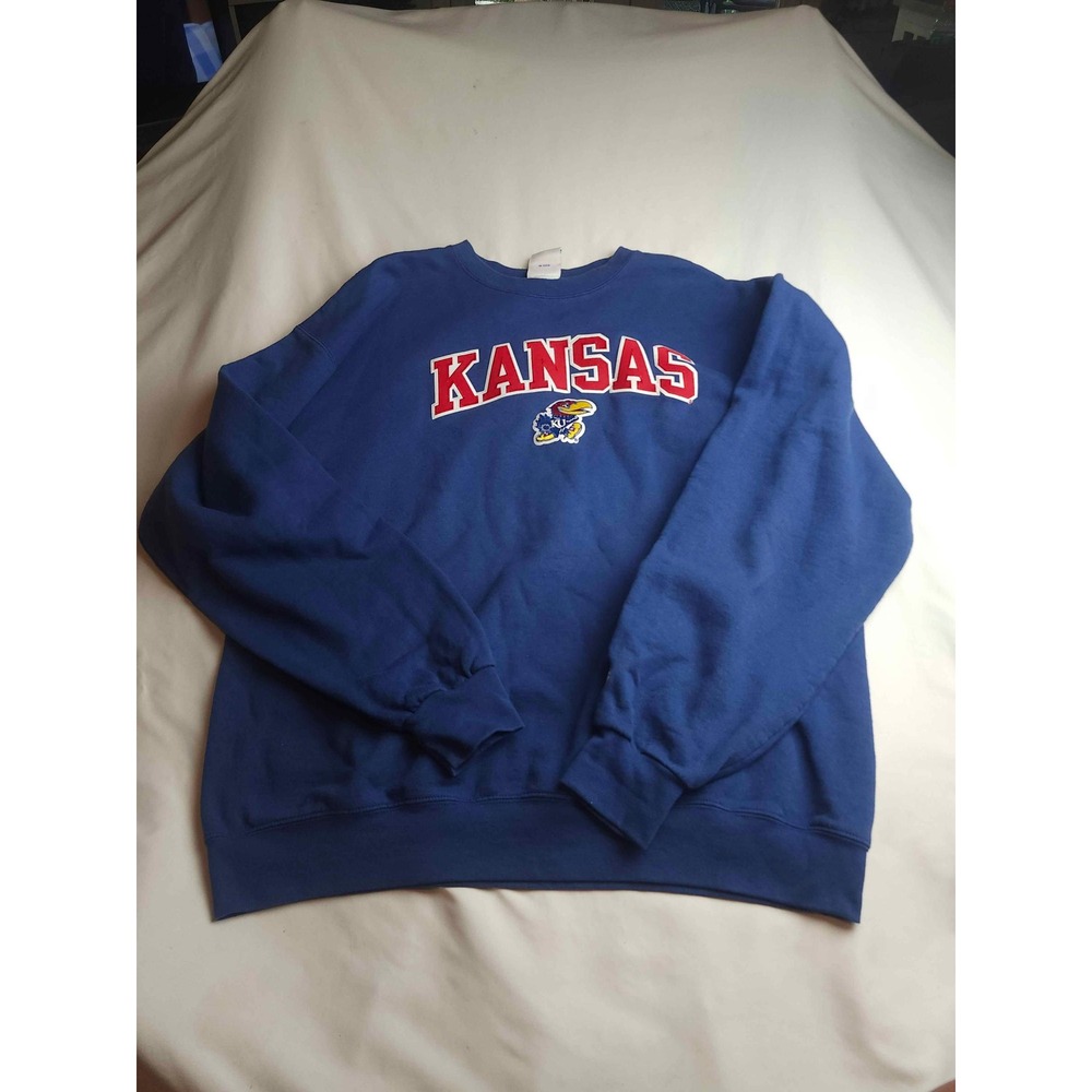 Champion Kansas Jayhawks Sweatshirt XL Blue Crewneck NCAA Collegiate Mens - Picture 2 of 7